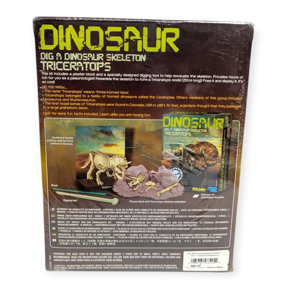 4M KidzLabs Dig A Dinosaur Skeleton Triceratops Excavation Kit 3545 New‎